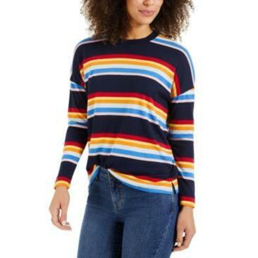 MSRP $50 Style & Co Multi-Stripe Top Navy Size Medium